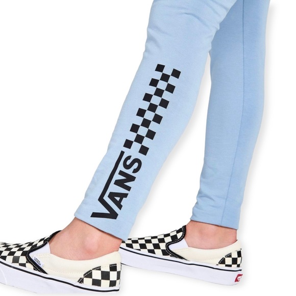 VANS Classic Chalkboard Leggings Ashley Blue Black Checkerboard Logo - Picture 4 of 4